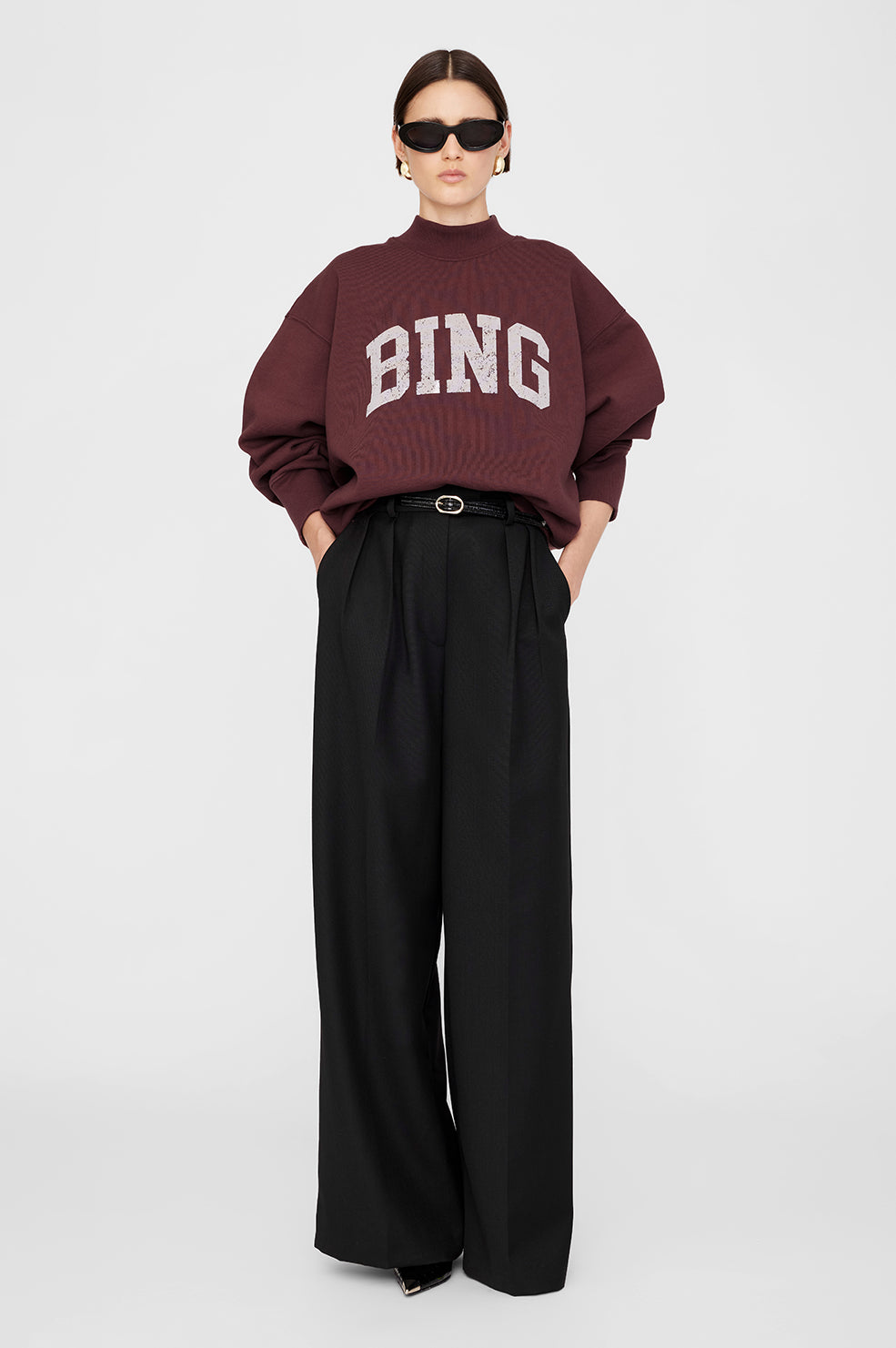 ANINE BING Bradie Sweatshirt Bing in Deep Burgundy