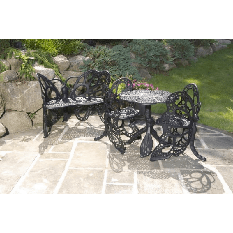 FlowerHouse Deluxe Butterfly Garden Patio Set - Includes Table, Bench, and 2 Butterfly Chairs