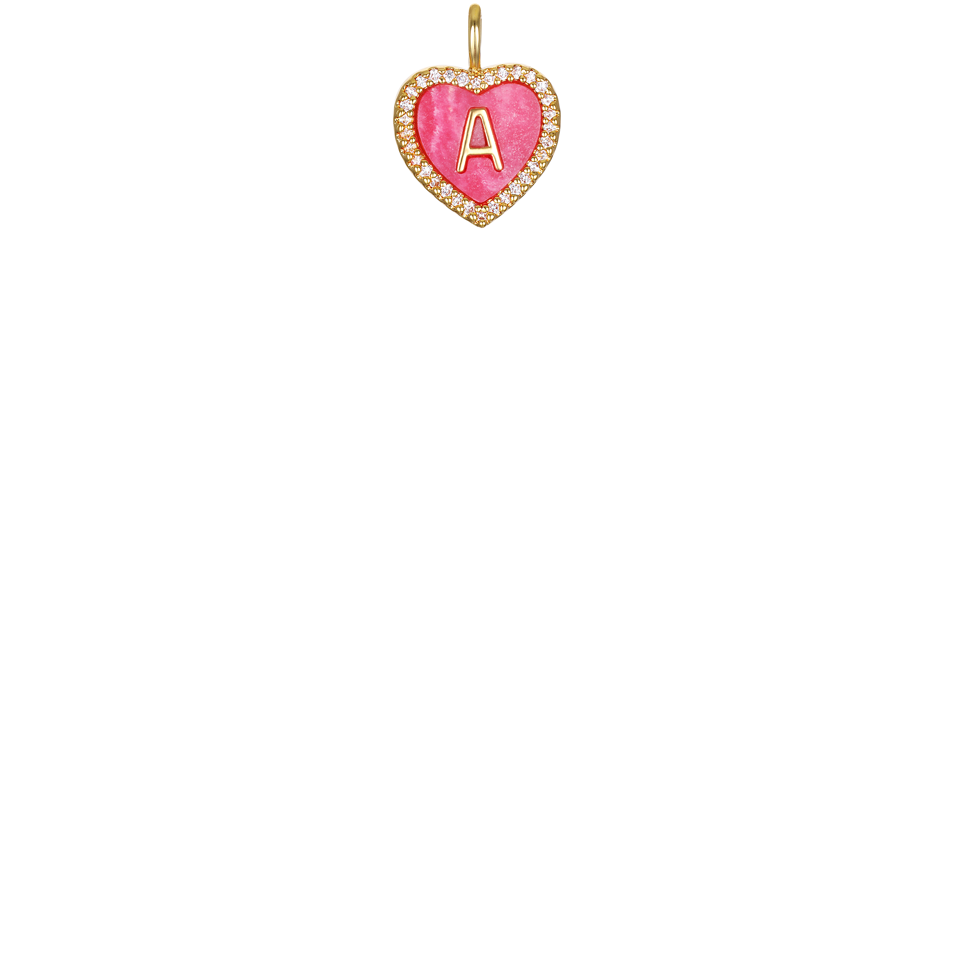 "A" Pink Heart Initial Charm