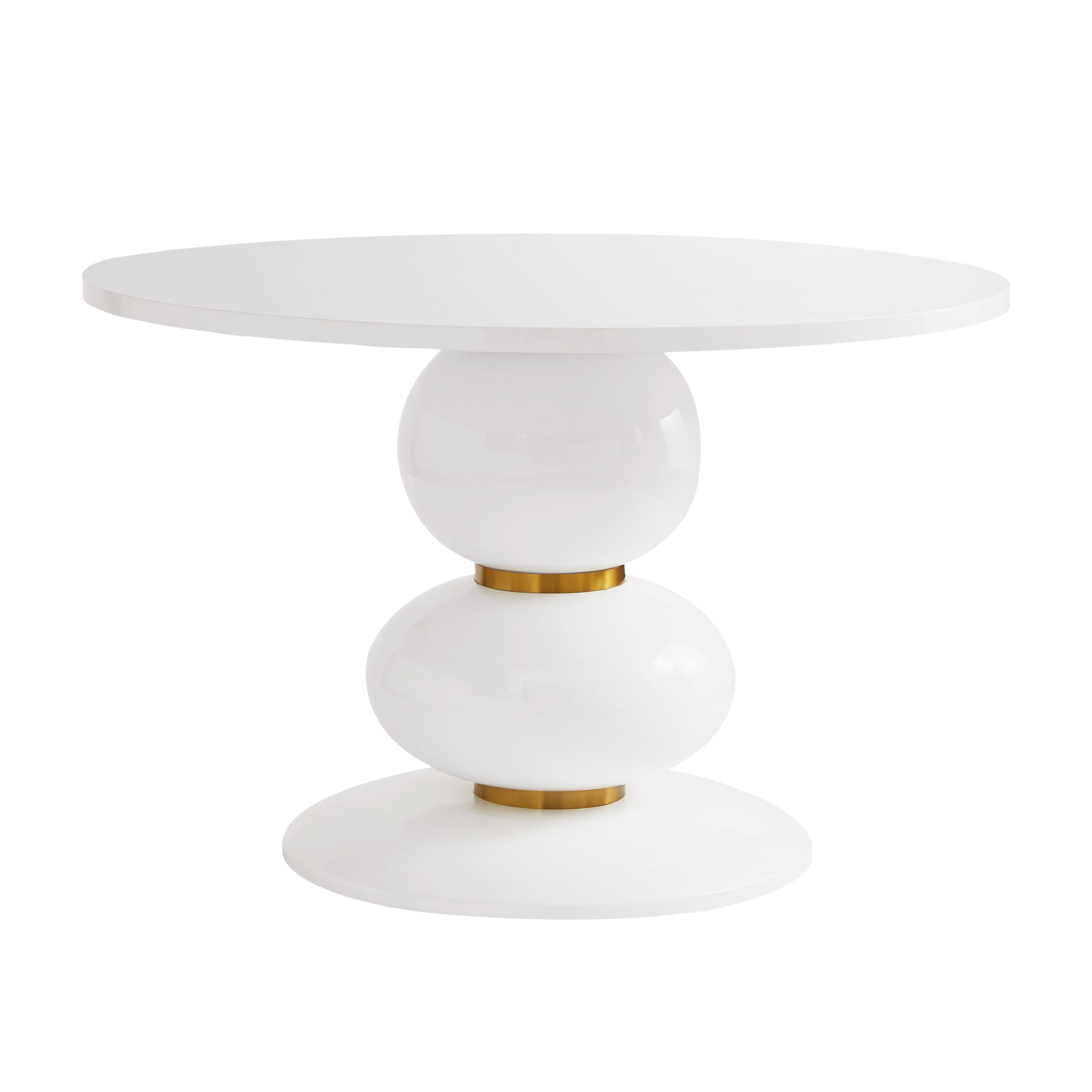 Arianna White Lacquer Round Dining Table