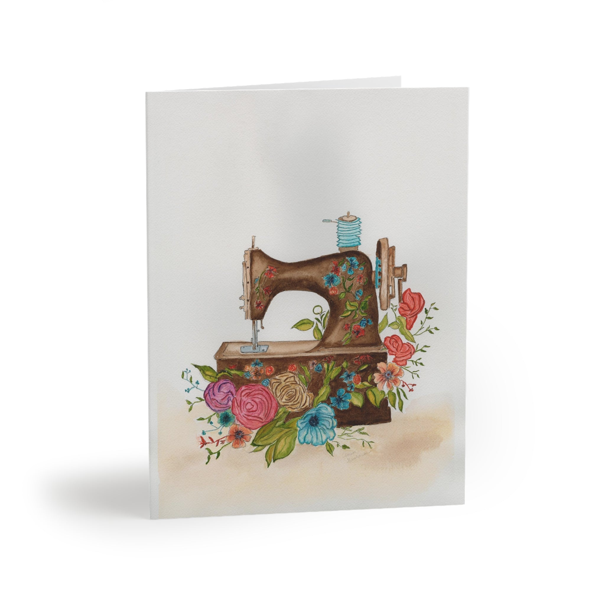 Brown Sewing Machine  - Greeting cards (8, 16, and 24 pcs)