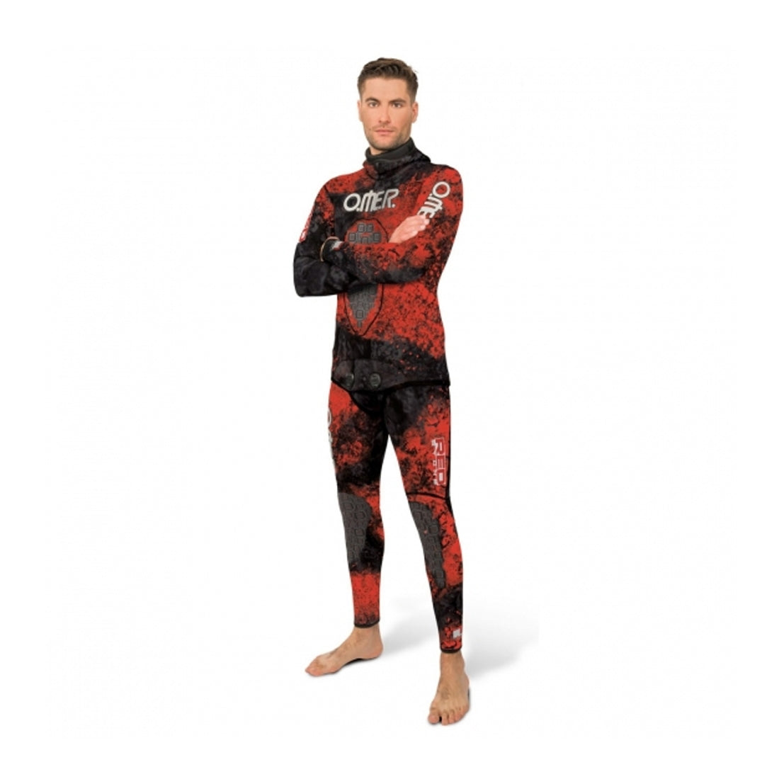 OMER Red Stone 3mm 2-Piece Men's Freediving & Spearfishing Camo Wetsuits - Top and Bottom