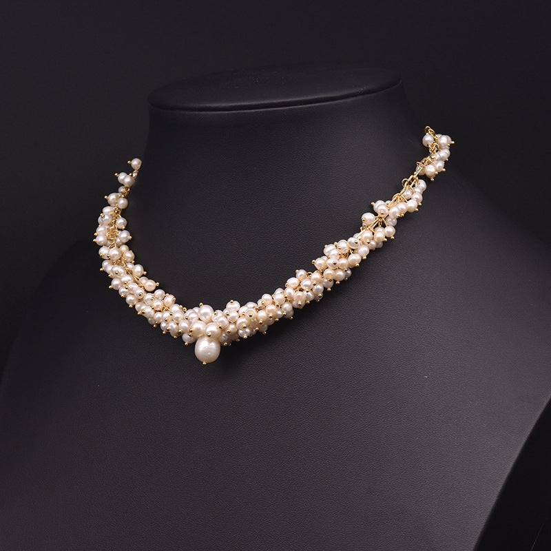 2.5-5.0mm Cultured Freshwater Pearl Multi Strand Necklace in 18k Gold Over Sterling Silver