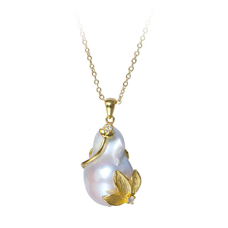 Baroque Pearl Pendant Necklace Gold / Teardrop Dainty Freshwater Pearl Necklace