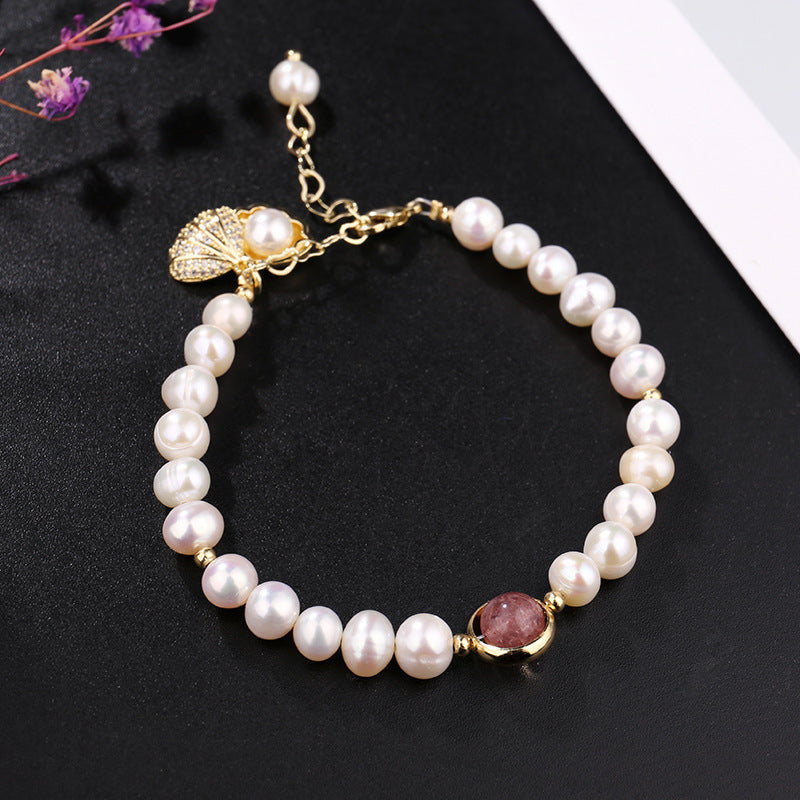 6-7mm Cultured Small Baroque Pearl Bracelet in 14k Gold Over Sterling Silver