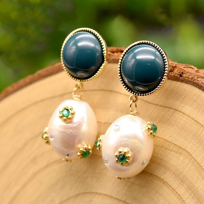 16mm Baroque Freshwater Pearl Earrings 18K Gold / White Real Pearl Drop Earrings / Wedding Earrings Dainty Jewelry