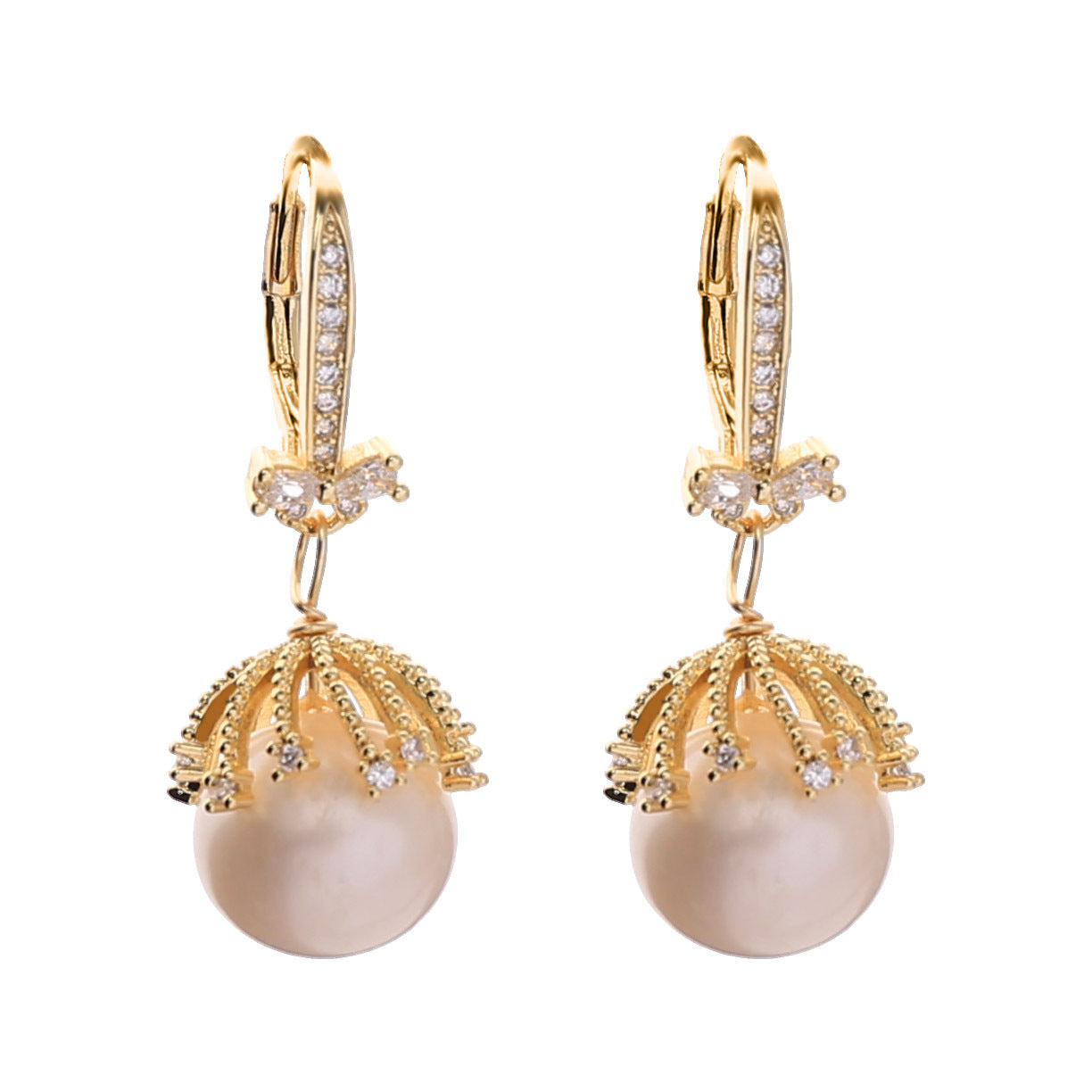 18K Gold Baroque Freshwater Pearl Earrings Handmade Jewelry