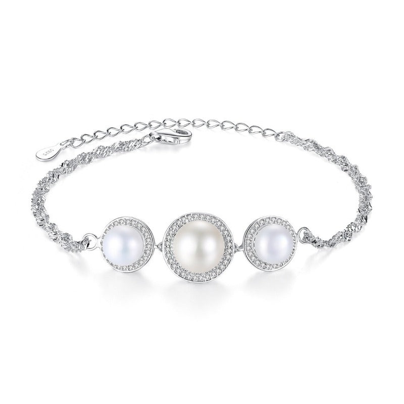 10-12mm Freshwater Cultured Pearl Bracelet in Sterling Silver Clasp