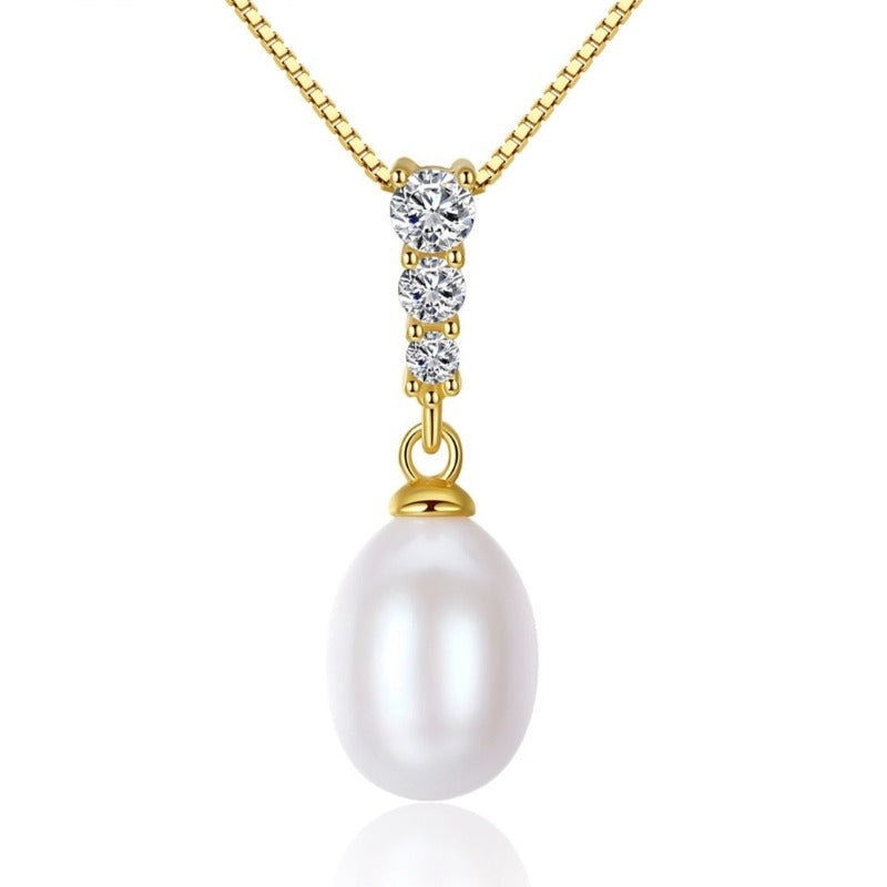 Freshwater Pearl and Diamond Pendant Necklace in 14K Gold Over Sterling Silver (11.5-12mm)