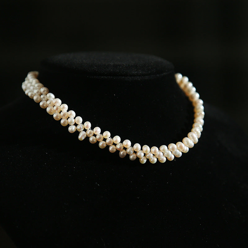 7-8 mm Cultured Freshwater Double Strand Pearl Necklace in 14k Gold Over Sterling Silver