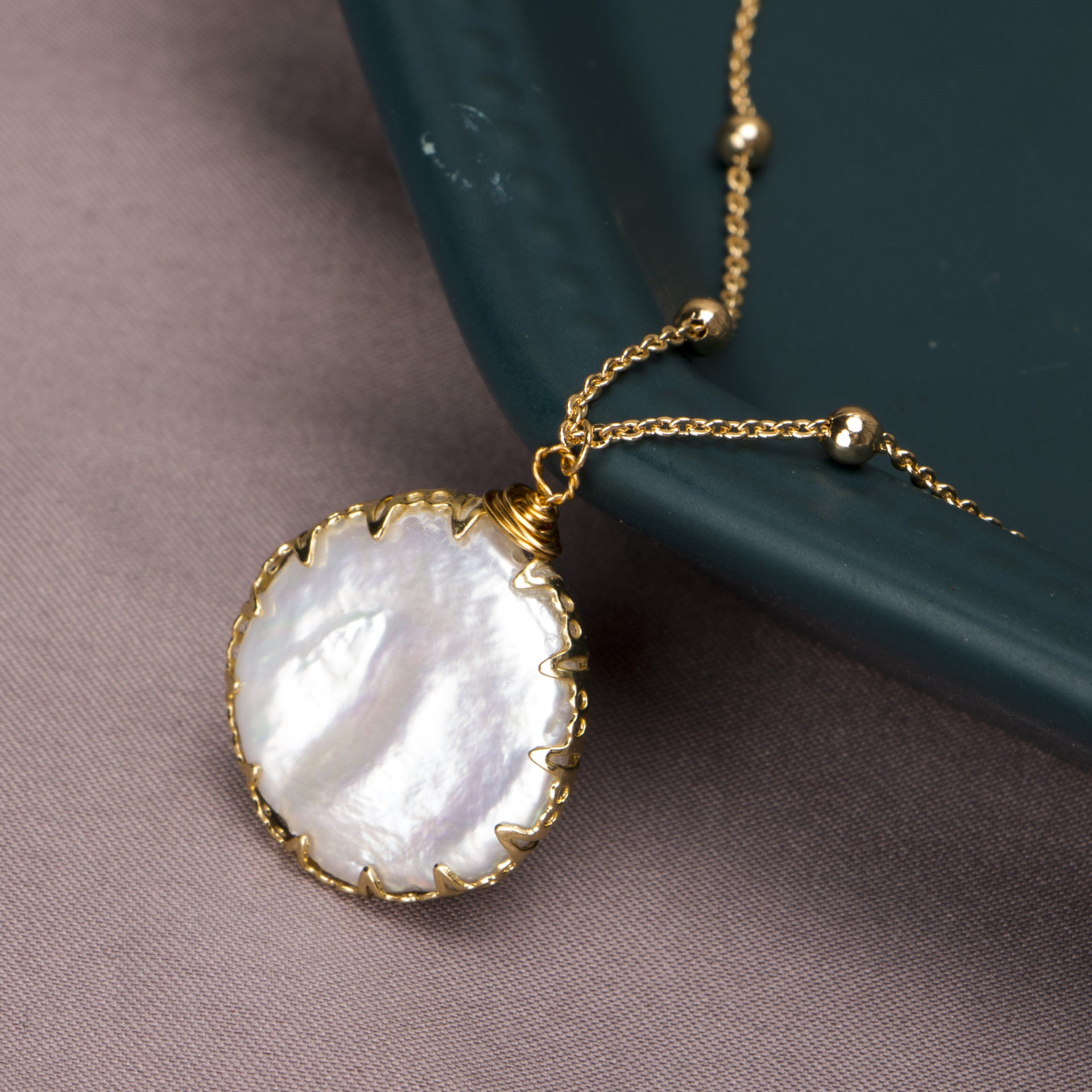 Vintage Style White Freshwater Pearl Pendant Necklace in 14K Gold Over Sterling Silver(22-25mm)