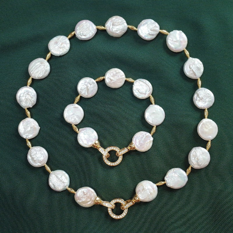 Baroque Pearl Bracelet And Necklace / 14K Gold AAAA Quality Real Pearl Dainty Bracelet Wedding Jewelry