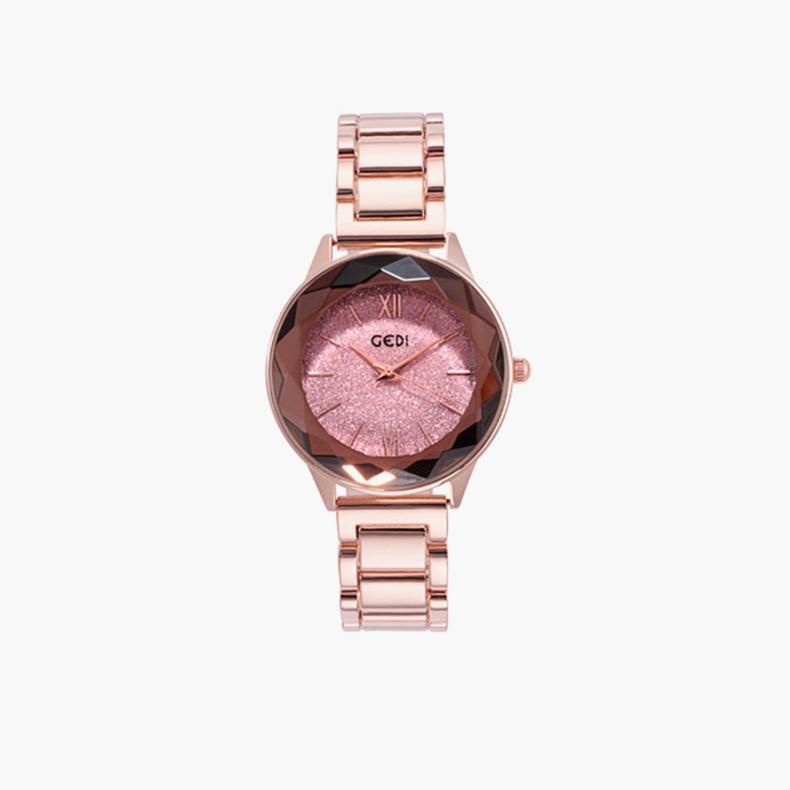 Women Marble Gold Mesh Band Watch Diamond Collection