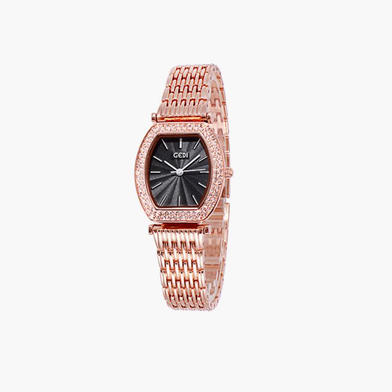 Simple Barrel Shape Gold Square Watch Diamond Collection