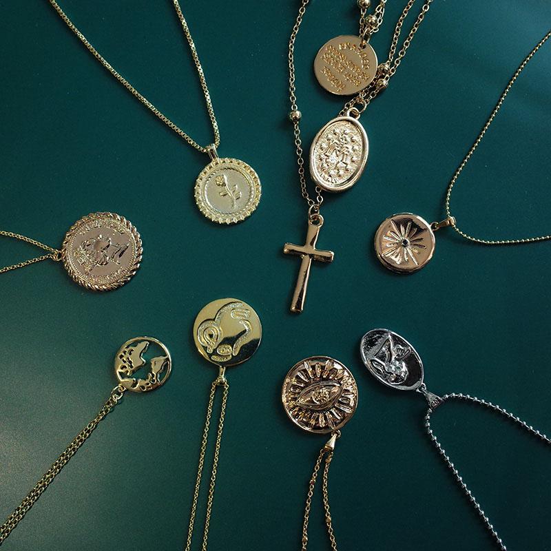 Vintage Golde Cross The Earth Necklaces Pendant