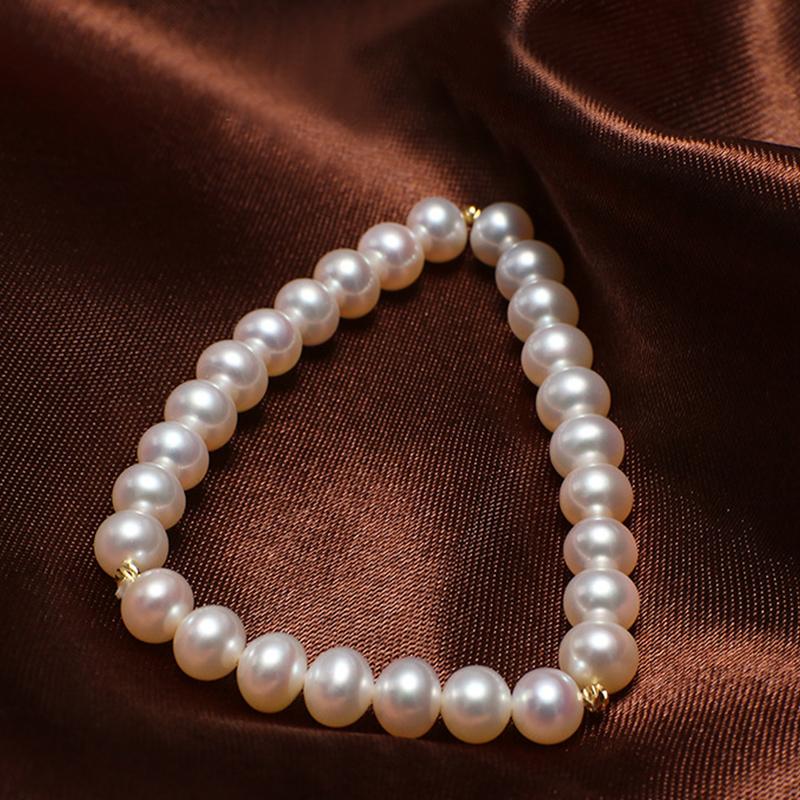 8-9mm Freshwater Cultured Pearl Bracelet in 14K Gold Over Sterling Silver Clasp