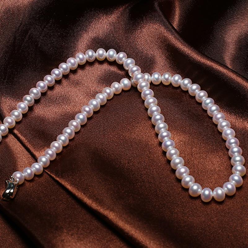 9.5 - 10mm Cultured Freshwater Pearl Strand Necklace in Sterling Silver