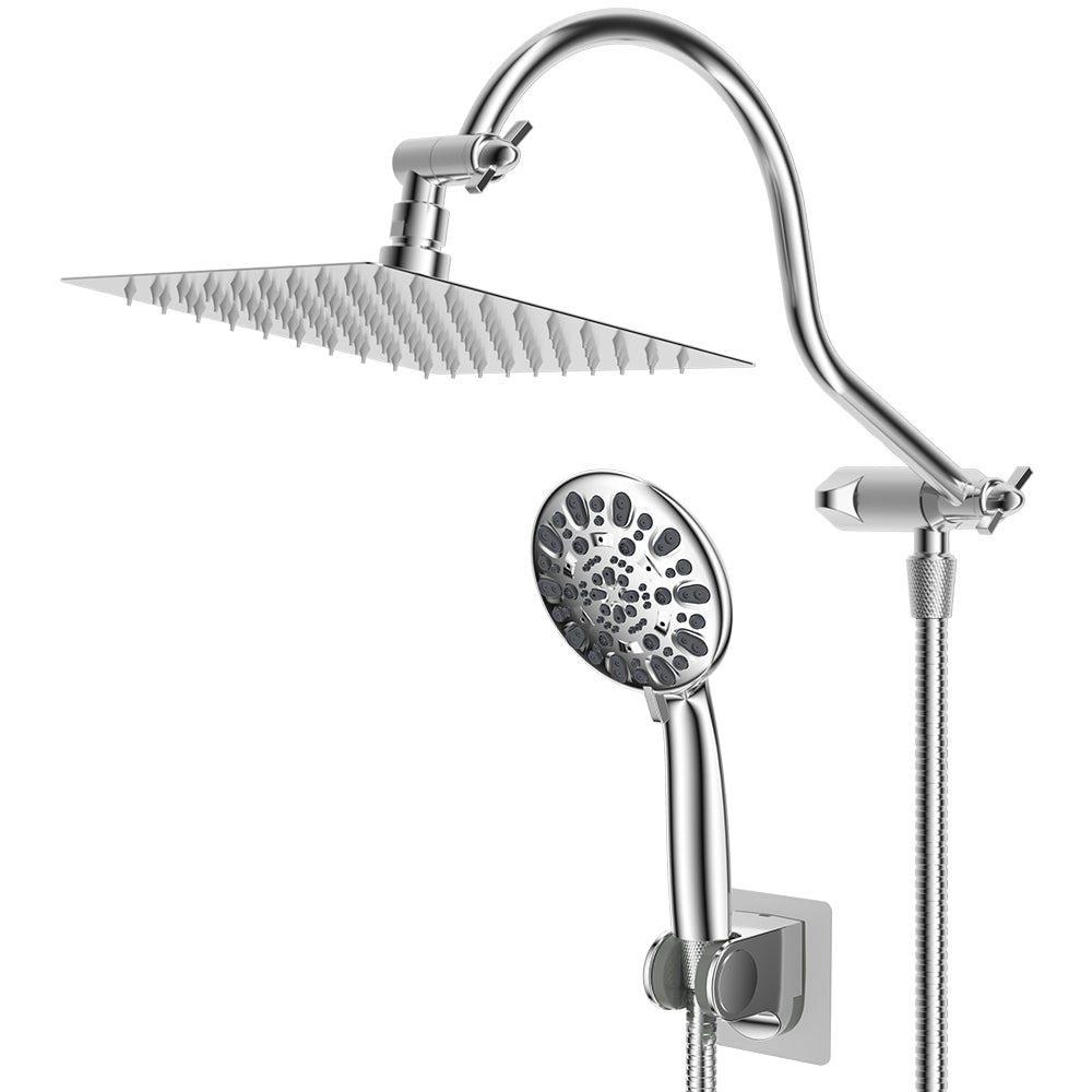 Rain Shower Set Rainfall Shower Head with Handheld Shower Head - Square - iShowerhead.comShower Heads