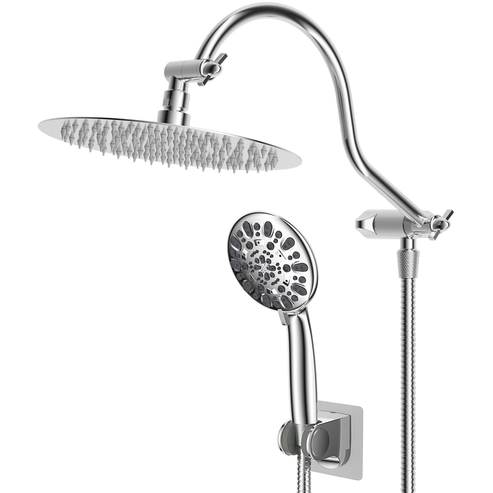 Rain Shower Set Rainfall Shower Head with Handheld Shower Head - Round - iShowerhead.comShower Heads