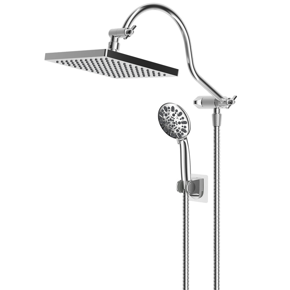 Rainfall Shower Head with Handheld Shower Head - Square - iShowerhead.comShower Heads