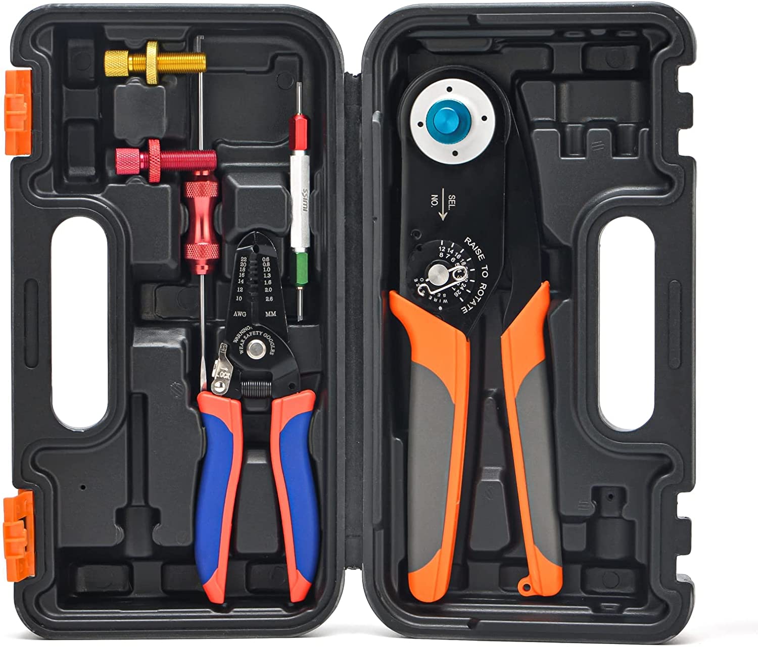 Deutsch Crimper Kit for Size 12,16,20 Solid Contacts Applicable to DT, DTP, DTM series with Wire Stripper