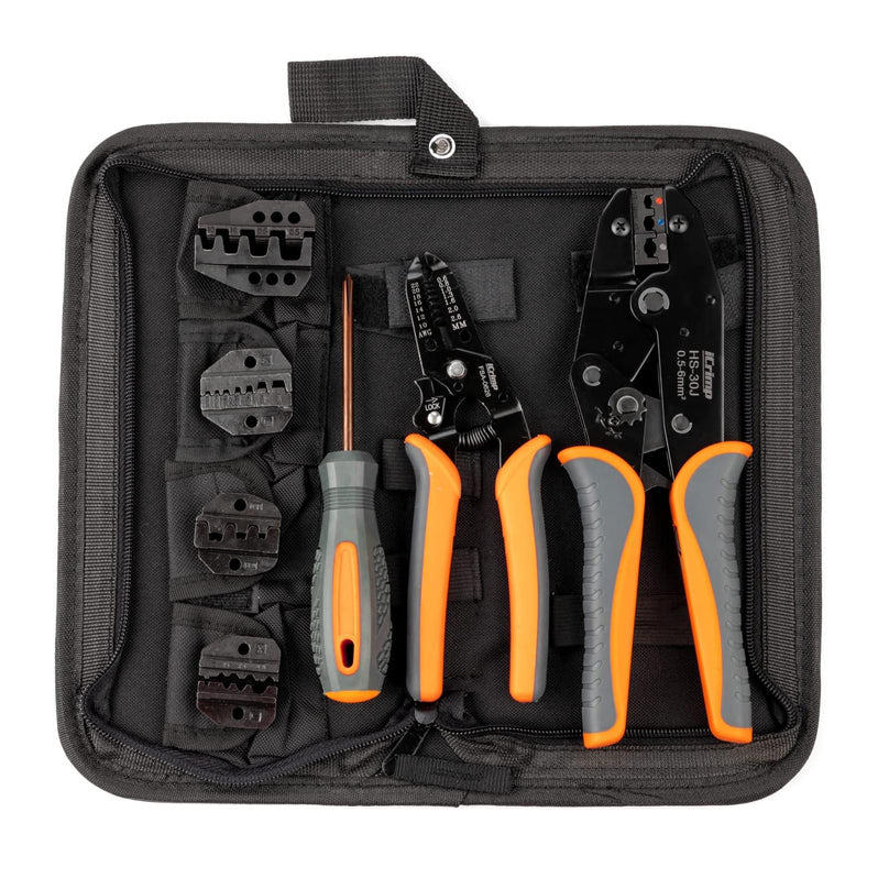 Ratchet Wire Crimping Tool Kit for 0.5-35mm Insulated and Non-Insulated Terminals with Wire Striper and Cutter