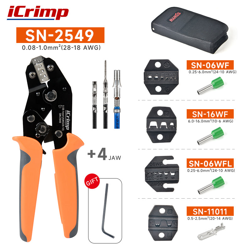 SN-2549 Terminal Crimping Tool With Replaceable SN Series Jaws For Different Size