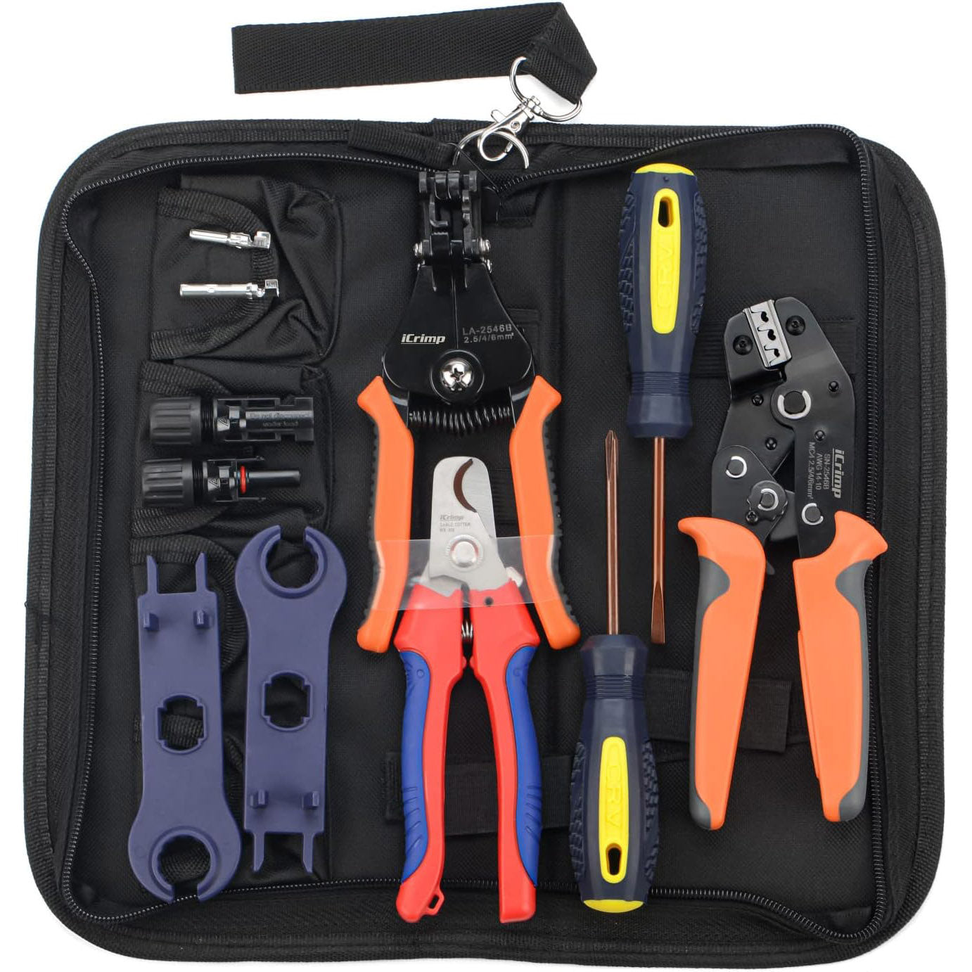 2.5/4/6mm Solar PV Cable Crimping Tool Kit with Wire Stripper, Wire Cutter, Solar Spanner and Connectors