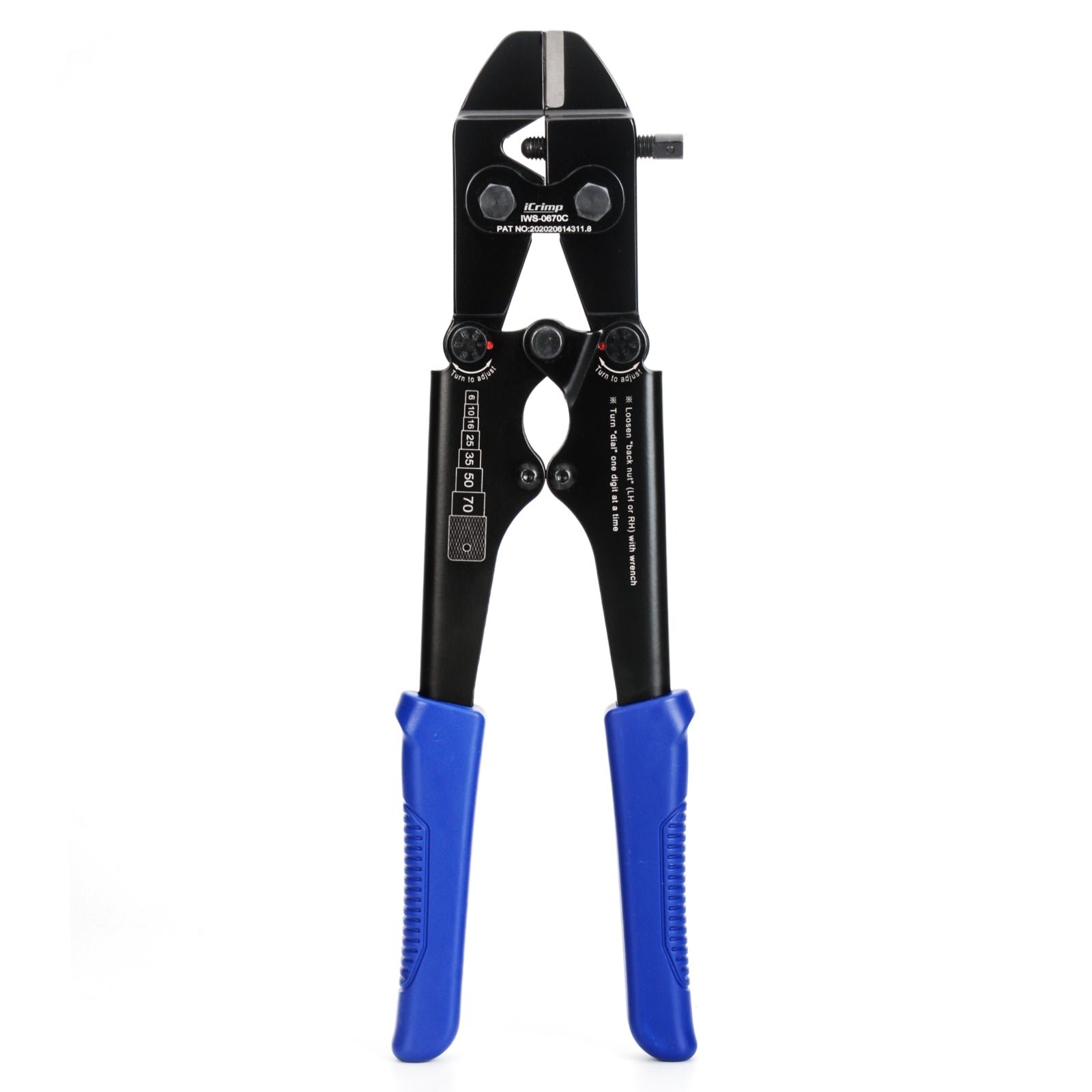 IWS-0670C Punch Type Battery Lug Crimper for 6-70 mm (AWG10-2/0) Copper and Aluminum Battery Cable Lugs