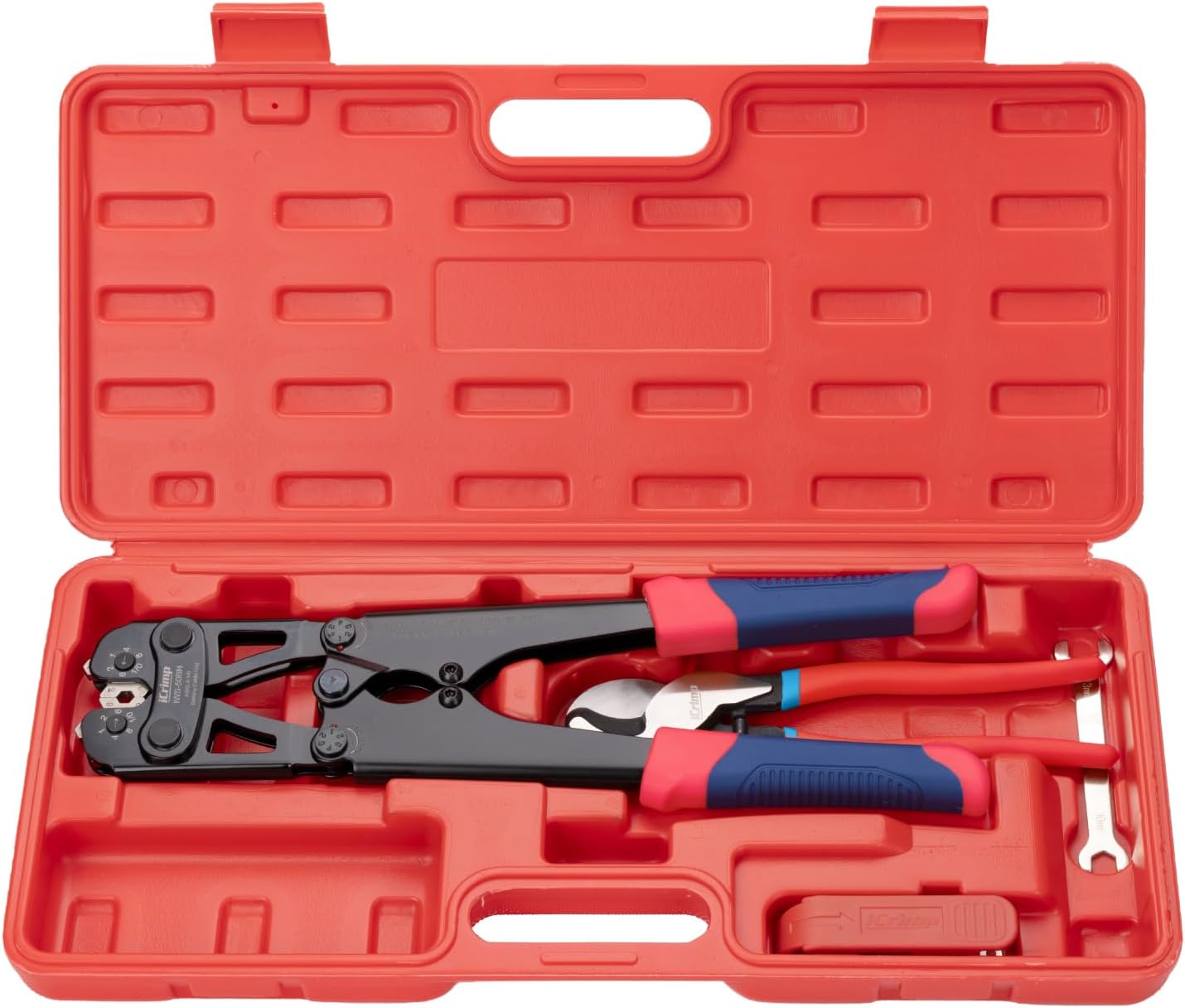 IWS-50BN Battery Cable Lug Crimper Kit for AWG 8-1/0 Electrical Lug with Cable Cutter & Stripper