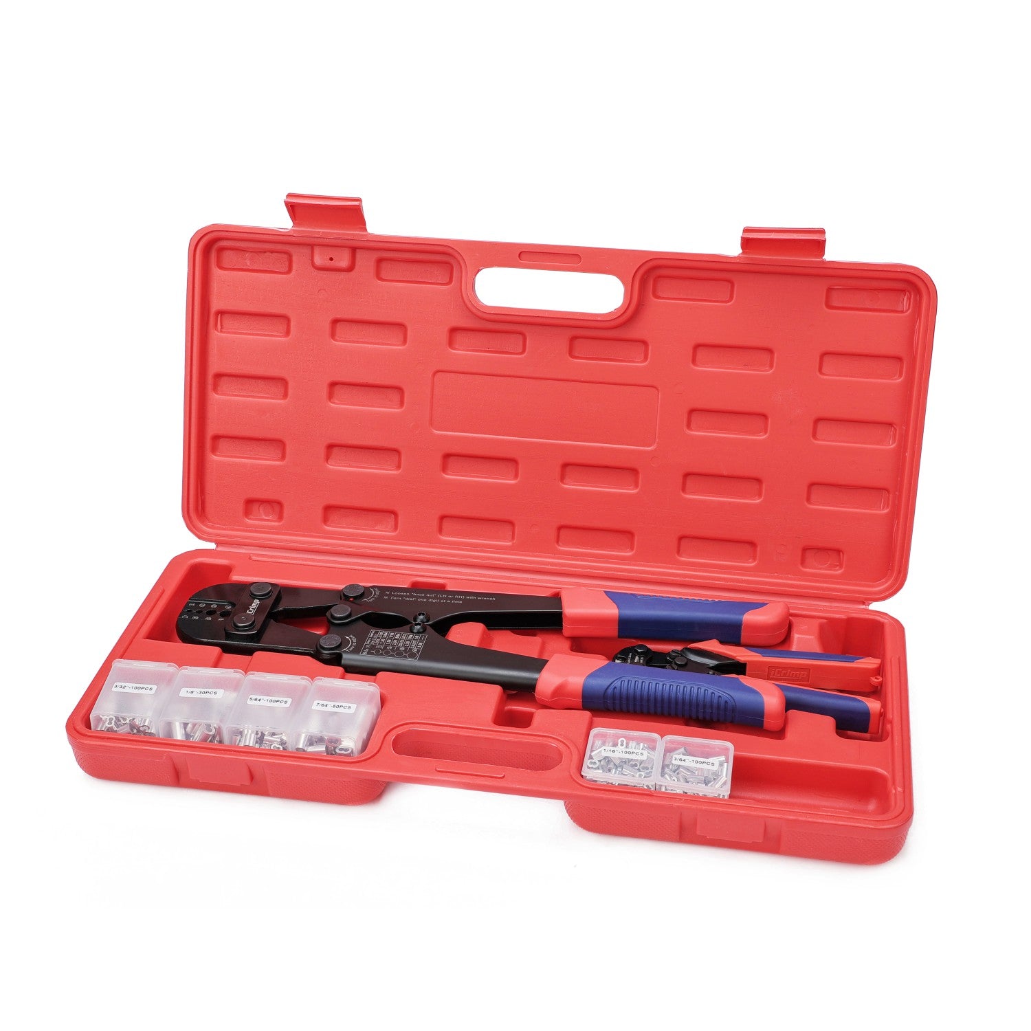 Wire Rope Crimping Tool Kit with Wire Rope Swager, Wire Rope Cutter and Aluminum Loop Sleeves 3/64'',1/16'',5/64'', 3/32'',7/64'',1/8''