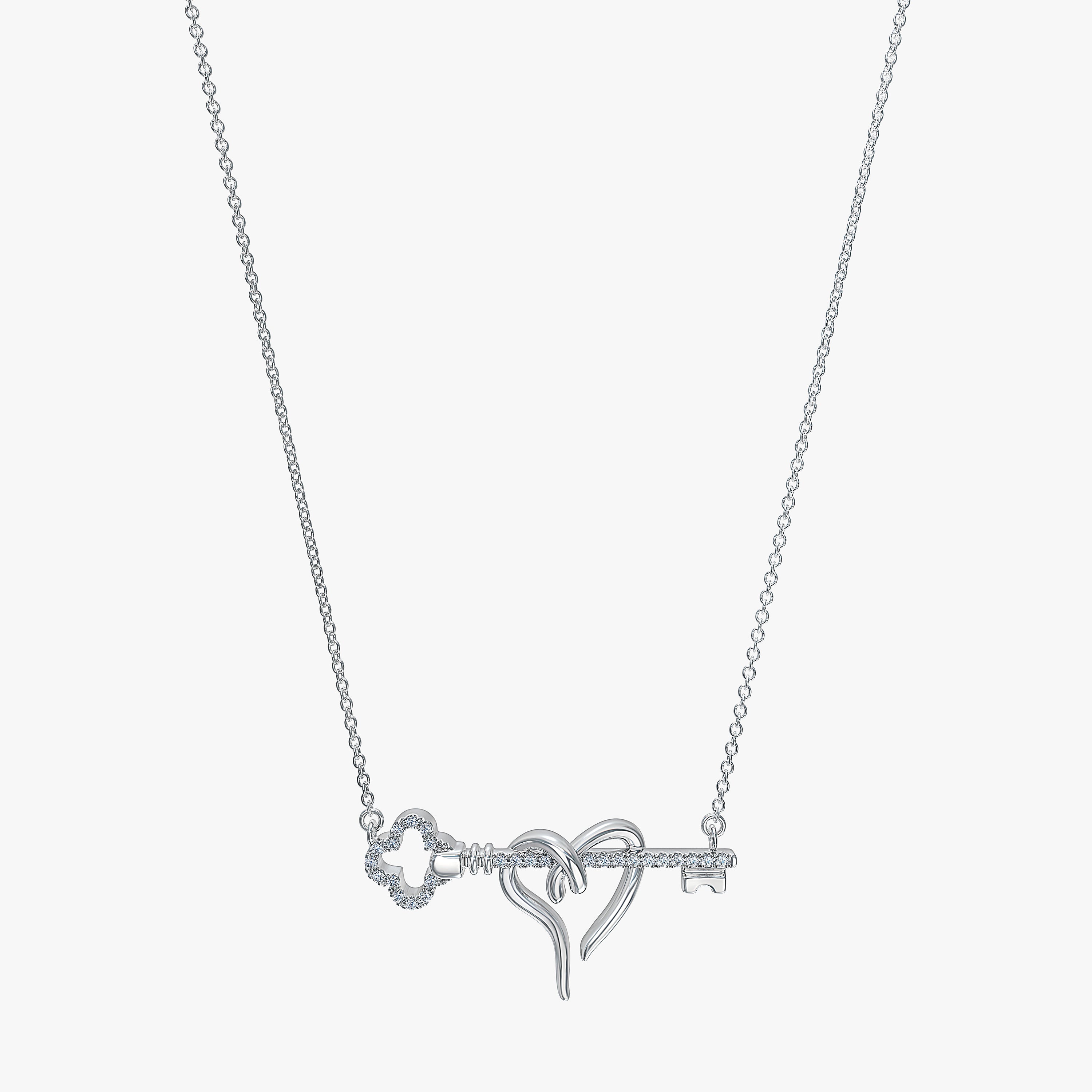 Clover Heart & Key Necklace