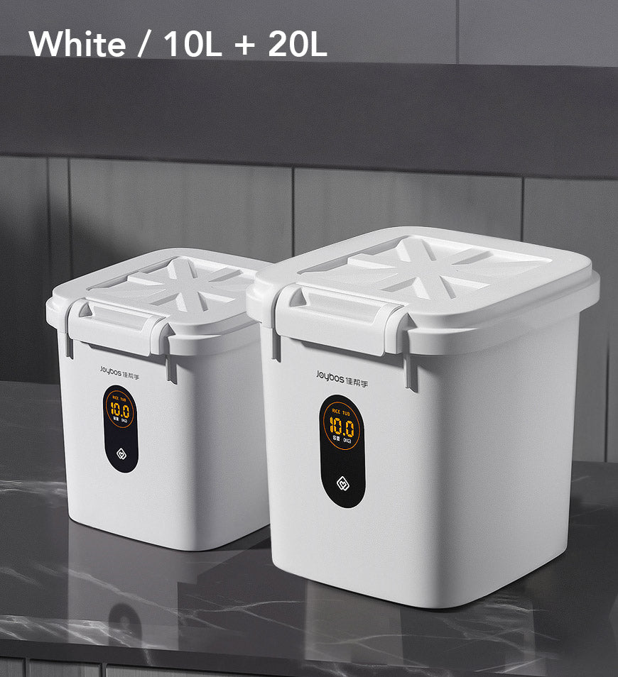 Joybos? Moisture Proof Pet Food Storage Bucket, White / 10L+20L