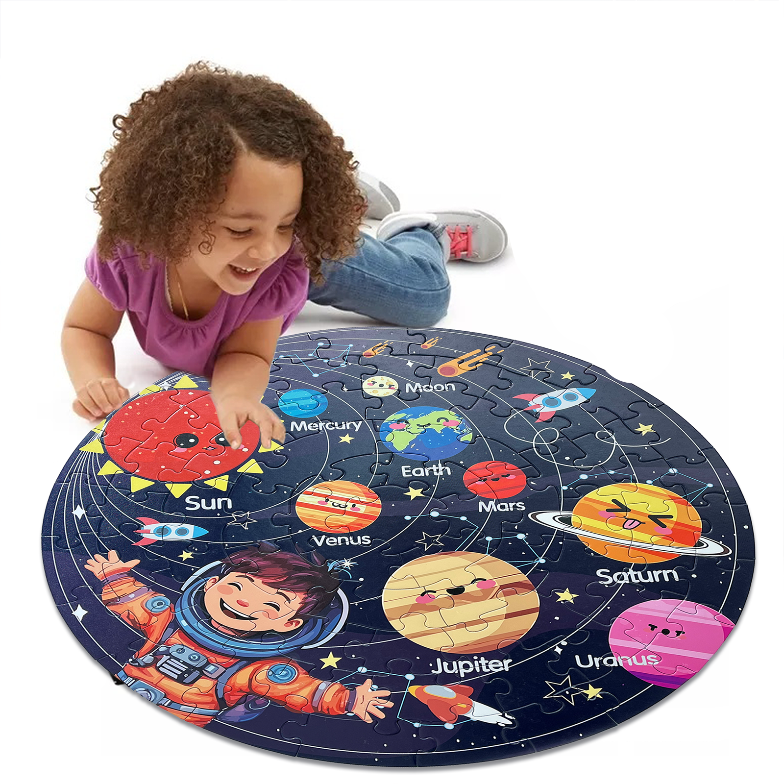 70 Piece Round Planet Jigsaw Puzzle Toys