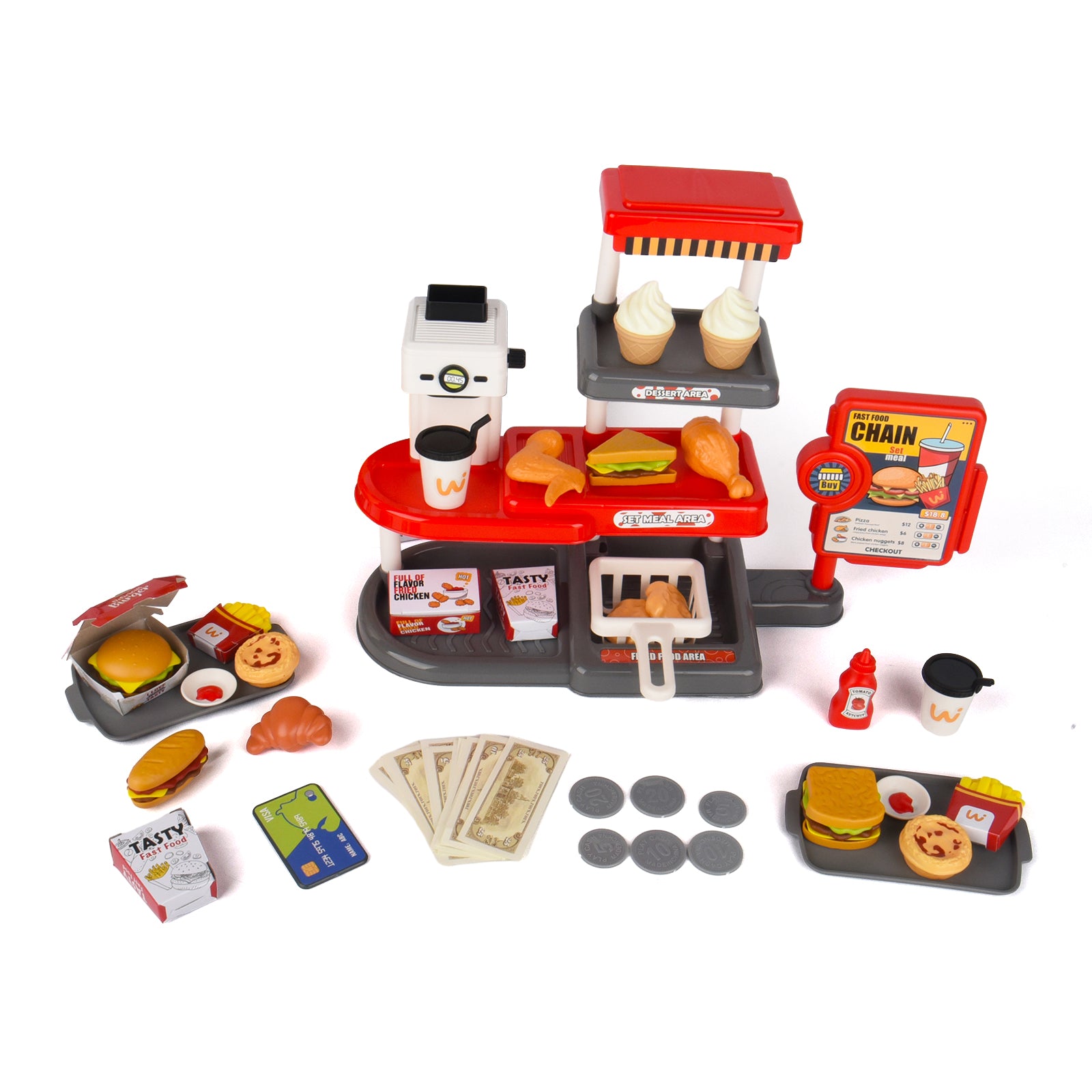 71 Pcs Fast Food Toy Set with Sound