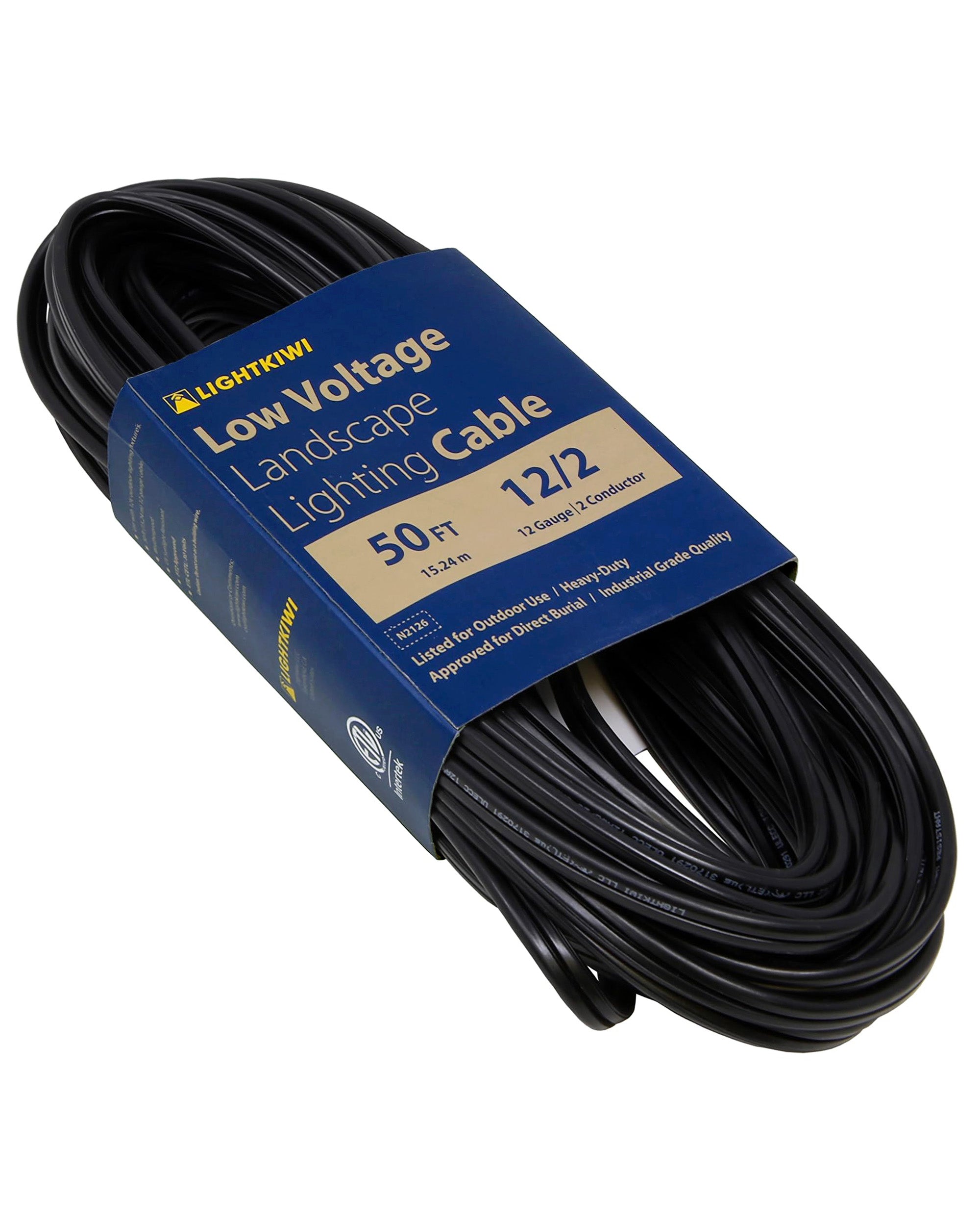 12AWG 2-Conductor Direct Burial Wire for Low Voltage Landscape Lighting, 50ft