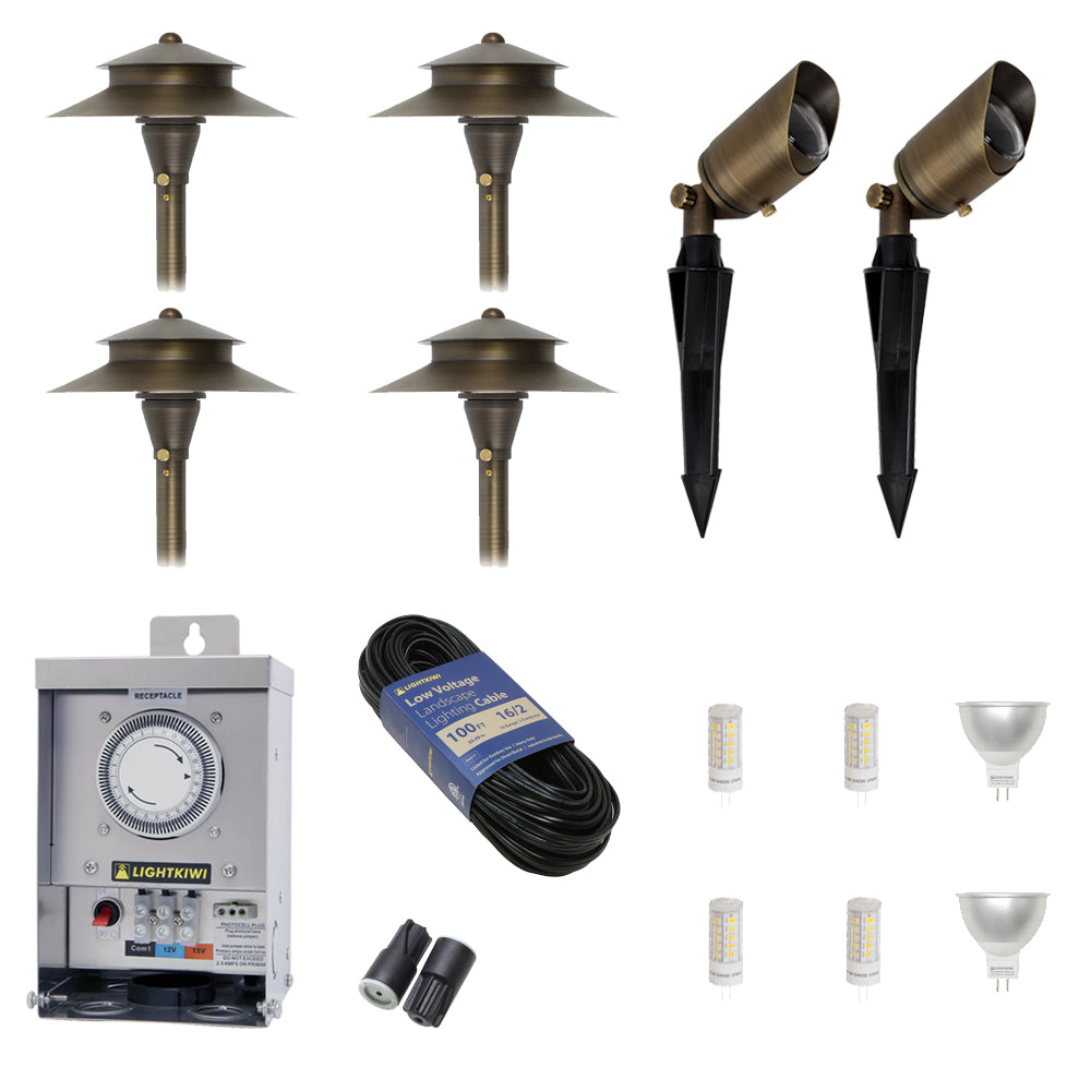 Low Voltage LED Landscape Lighting Kit - (2) Spotlight (4) Path Light Kit