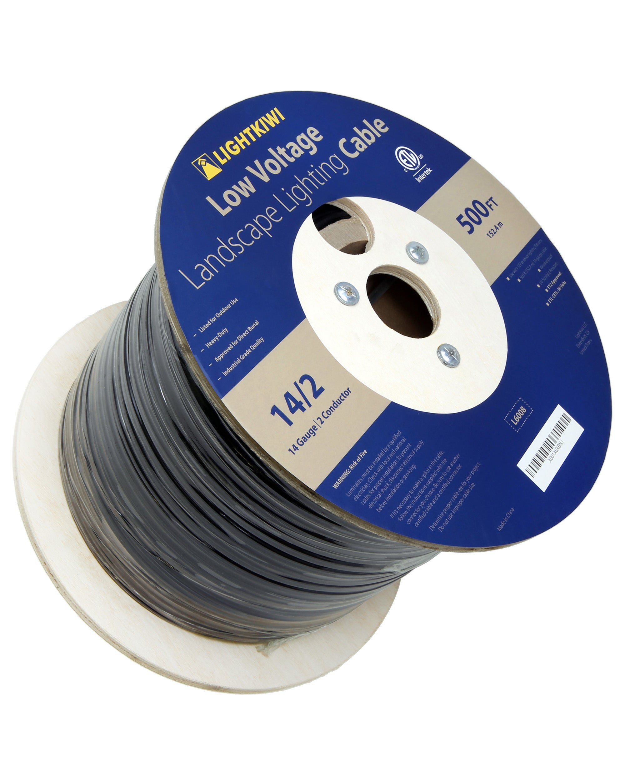 14AWG 2-Conductor Direct Burial Wire for Low Voltage Landscape Lighting, 500ft