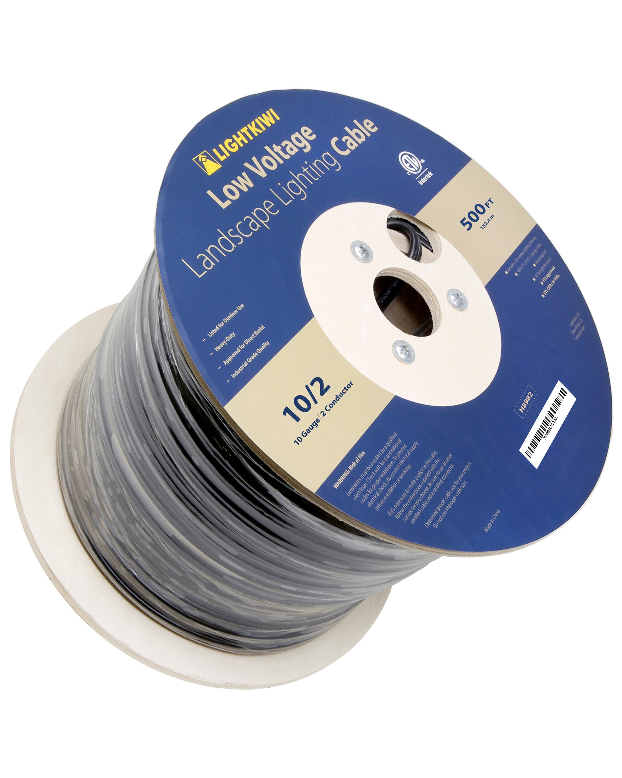 10AWG 2-Conductor Direct Burial Wire for Low Voltage Landscape Lighting, 500ft