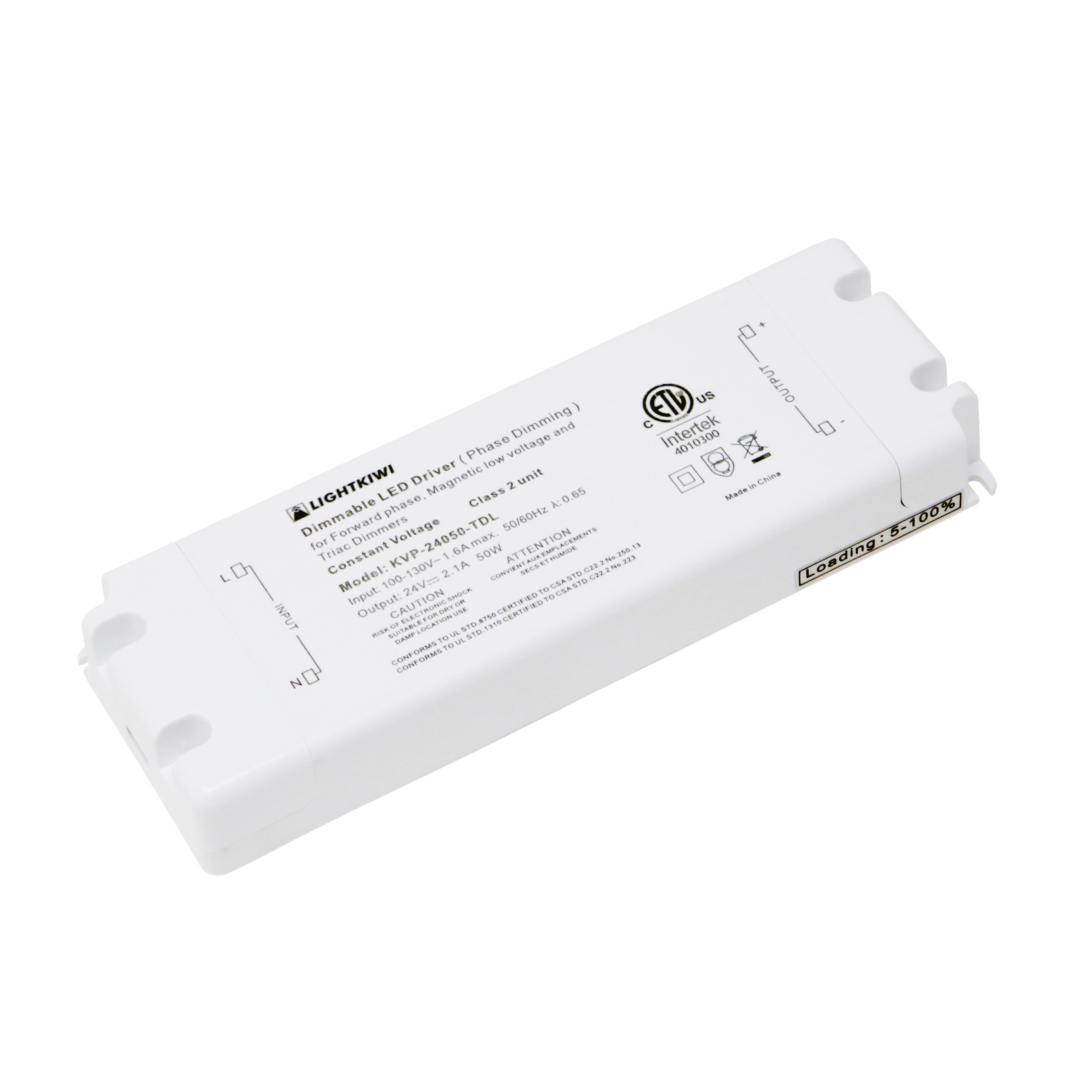 50 Watt Dimmable Transformer (24VDC) for LED Under Cabinet Lighting