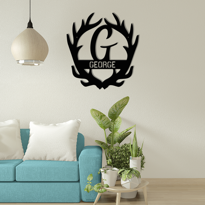 Deer Antler Metal Monogram