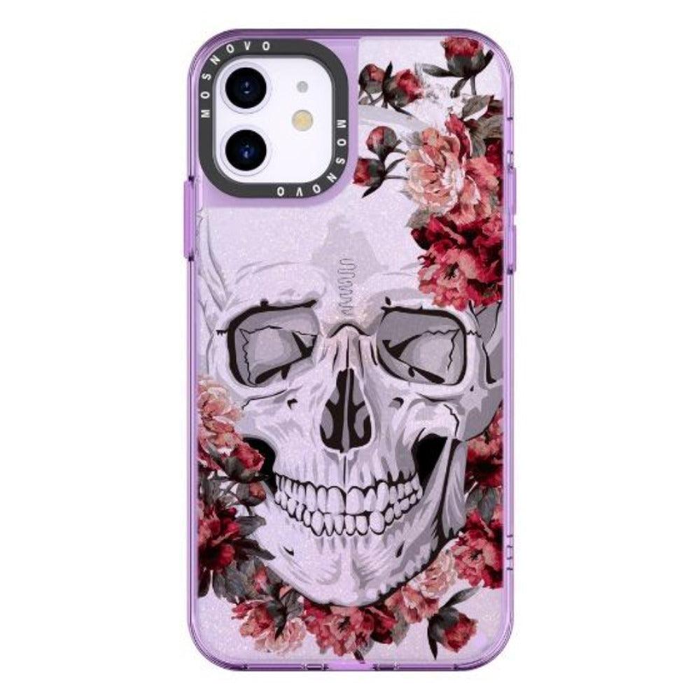 Cool Floral Skull Glitter Phone Case - iPhone 11 Case