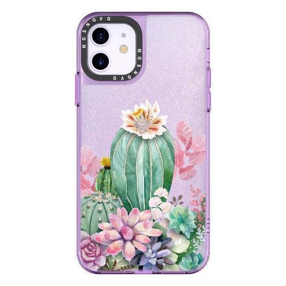 Tropical Cactus Succulents Glitter Phone Case - iPhone 11 Case