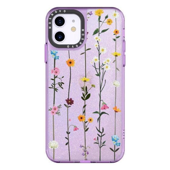 Wild Flowers Floral Glitter Phone Case - iPhone 11 Case