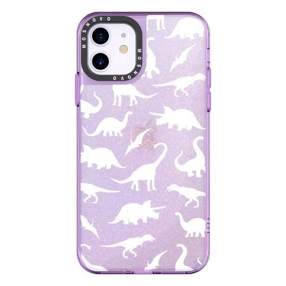 White Dinosaur Glitter Phone Case - iPhone 11 Case