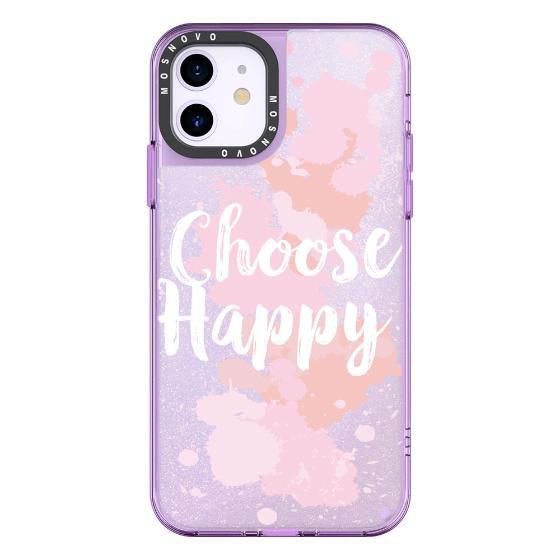 Choose Happy Glitter Phone Case - iPhone 11 Case