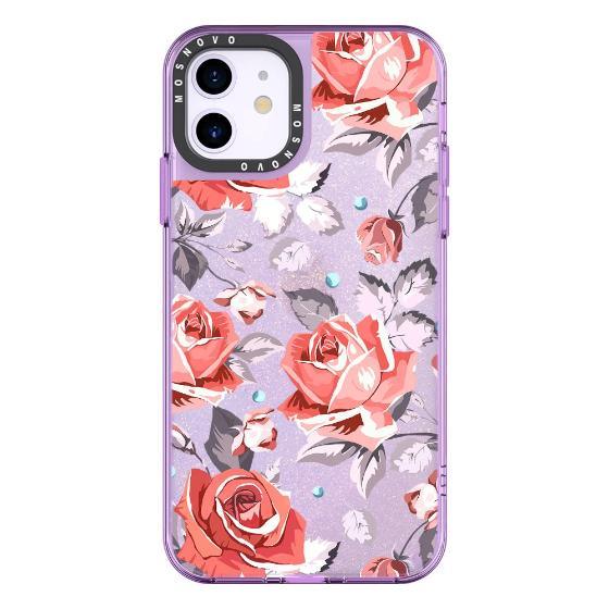 Retro Flower Roses Glitter Phone Case - iPhone 11 Case