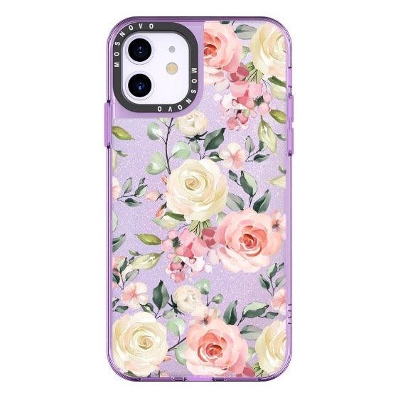 Watercolor Flower Floral Glitter Phone Case - iPhone 11 Case