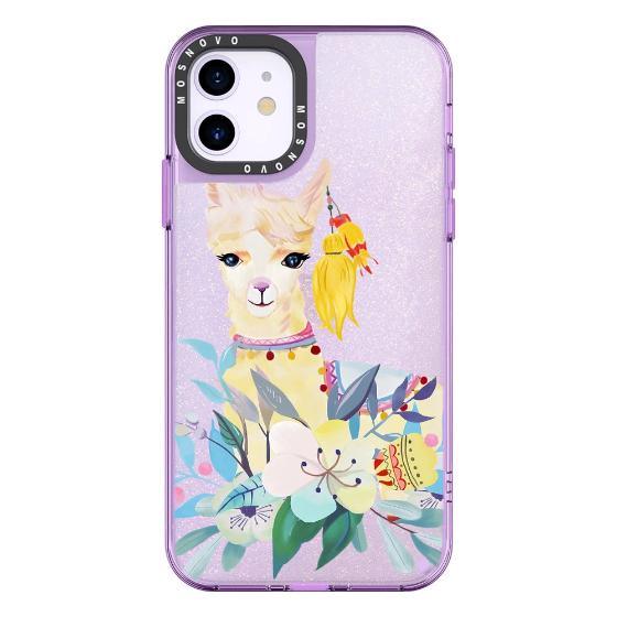 Llama Floral Glitter Phone Case - iPhone 11 Case