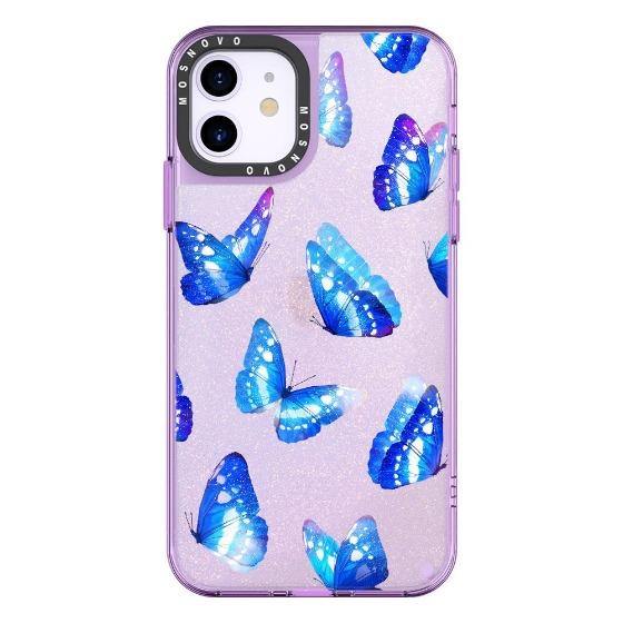 Stunning Blue Butterflies Glitter Phone Case - iPhone 11 Case